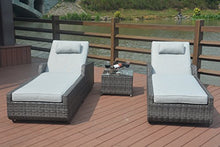 Direct Wicker 3 Pcs Outdoor Patio Rattan Wicker Lounge Chair Set with Table Grey