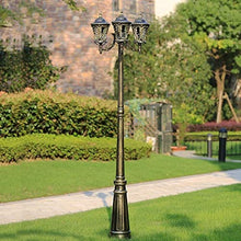 PeiyuLight Retro Outdoor 3-Light Floor Lamp - Vintage Aluminum & Glass Column Light for Garden, Patio, and Balcony - E27 Compatible, Waterproof, Decorative Lighting(300cm)