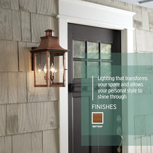 Quoizel Chalmers Outdoor Wall Lantern, 19 Inch 2-Light Aged Copper Vintage Wall Sconce, French Country Wall Light, Clear Glass, 60W Candelabra Bulb, Outside Lights for Patio, Porch, Garage or Yard