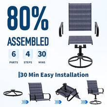 Garvee Patio Swivel Chair Set of 8 Outdoor Dining Chair Padded Mesh Blue