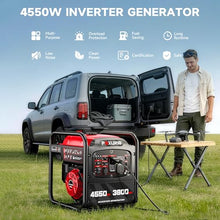 POXURIO 4550-Watt Portable Inverter Generator for Home Use, Open Frame Generator Gas Powered, Lightweight & Quiet for Home Use and Emergency Backup, EPA Compliant-Red