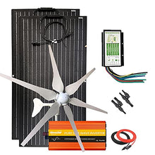 200W ETFE Flexible Monocrystalline Solar Panel + 400W 12V/24V Wind Turbine Generator + Hybrid Controller + 1000W Power Inverter + Solar Extension Cable (600W Solar Wind Hybrid Kit for Travel Trailer)