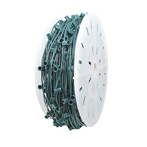 Novelty Lights 1,000 Feet C9 E17 Socketed Light Spool, Green Wire Reel