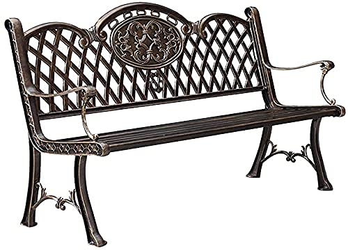 KLYCHF Garden Bench Outdoor Bench Patio Bench Front Porch Furniture Park Terrace Bench Outdoor Bench Weatherproof Cast Aluminum Retro Garden Bench Dec