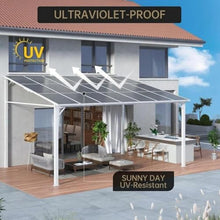 Wall Mounted Gazebo with Gutters – Hard Top Lean to Pergola – Heavy Duty Awning for Patio, Deck, Porch & Backyard – Weatherproof Outdoor Roof Cover, White
