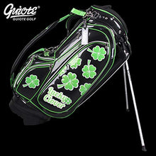 Guiote Golf Stand Bag Pu Leather Golf Carry Bag Embroidery Series 8-Ways 9.0" Black Lucky Clover