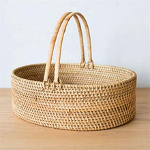GUANKAOBING Simple Rattan Hand Basket Picnic Basket Living Room Bedroom Desktop Storage Basket Shopping Basket