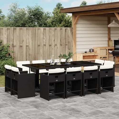 AMBERARD Patio Dining Set Set of 12 Black Furniture Set