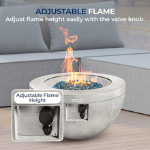 SereneLife 40,000 BTU Propane Fire Pit Table, Round Gas Fire Table with Adjustable Flame Height, Weather Resistant, Blue Glass Rocks, Safe and ETL Certified for Outdoor Use, 30" x 30" x 16.9" Inch