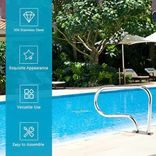 Pool Hand Rail, 32x22Inch Easy Mount Swimming Pool Handrail, 304 Stainless Steel Pool Stair Rail W/Handrail Cover & Quick Mount Accessories, Silver Rustproof Hand Grab Rail