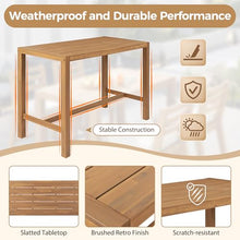 raxatek 5-Pc Rustic Patio Bar Set,52" Acacia Wood Table w/4 Chairs