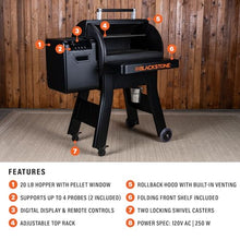 BLACKSTONE Pellet Grill Smoker with 20lb Hopper and Integrated Front Shelf Black
