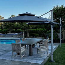 OROTLECT 132'' Square Cantilever Umbrella With Crank Lift Counter Weights With Base In Ground,Gray