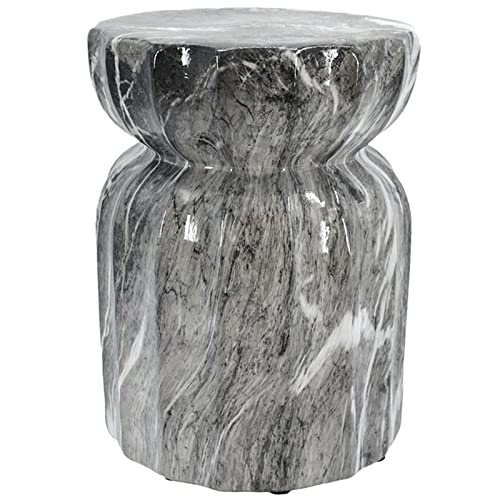 Ceramic Drum Table,Ceramic Drum Stool,Decorative Ceramic Garden Stool, Glazed Faux Marble Shoe Changing Stool Drum Stool, Suitable for Outdoor Garden,(A)