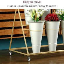 4-Tier Tall Plant Stand With Wheels, Heavy Duty Flower Cart With 16 Pcs