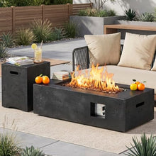 42" Outdoor Propane Fire Pit Table Rectangle Gas Fire Pit with Tank Holder