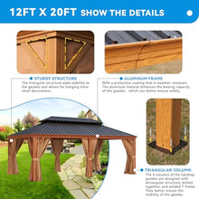 oneinmil 12' x 20' Hardtop Gazebo with Aluminum Frame and Double Roof Black17