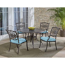 Hanover Traditions 5 Piece Patio Dining Set with Blue Cushions