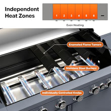 Brand-Man 6-Burner Gas Outdoor Kitchen Grill Island with Side Burner