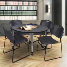 Romig Kee 42" Round Height Adjustable Mobile Classroom Activity Table Grey