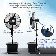 JCSRYD Cool Mist Fan High Velocity Weatherproof Shop Fan with Mist, Outdoor Patio Misting Fan, 3 Speeds, 90° Oscillation, 42L Water Tank (Color : A 110V, Size : 61cm/24in)