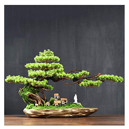 YXIANG56Q Fake Plants Simulation Bonsai Welcome Pine Ornaments Office Living Room Porch Decoration Crafts Opening Gift Plant Bonsai Tree(J)