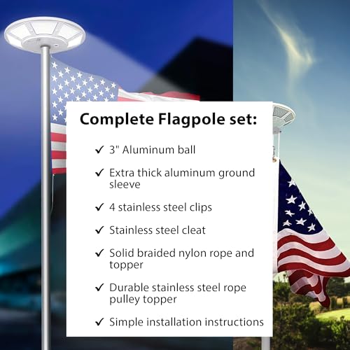 Telepole Manufacturing Inc 7000-T8 Aluminum 28' Sectional Flagpole with Accessories Silver