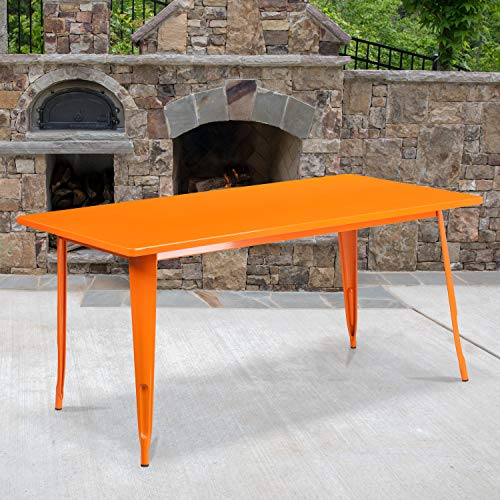 EMMA + OLIVER 63" Rectangular Orange Metal Table