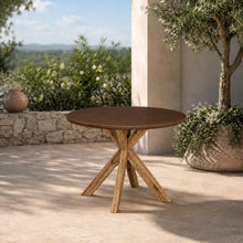 Modern Indoor/Outdoor Brown 39.4" Round Concrete Fiber Dining Table