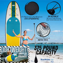 Blue Water Toys Portable Inflatable Stand Up Paddle Board Kit Turquoise/Yellow