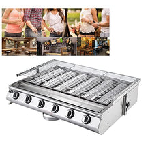 UYCVT Smokeless Gas Grill, 6 Burner Portable Liquefied Gas Oven, Adjust Height Smokeless BBQ, Stainless Steel Outdoor Barbecue Cooking Oven, for Camping Courtyard Party.