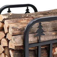 Tiuheyo Wrought Iron Firewood Rack, Indoor and Outdoor Patio Wood Stacking Rack with Wood Storage Rack, Fireplace Decorative Rack