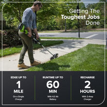 Greenworks 40V 8 in Cordless Electric Lawn Edger, 4.0 Ah Battery, Charger