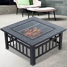 Fire Pits Outdoor Wood Burning 32in Outdoor Fire Pit Metal Square Firepit Wood Burning Backyard Patio Garden Beaches Camping Picnic Bonfire Stove with Cover BBQ Cooking for Outside Camping Backyar