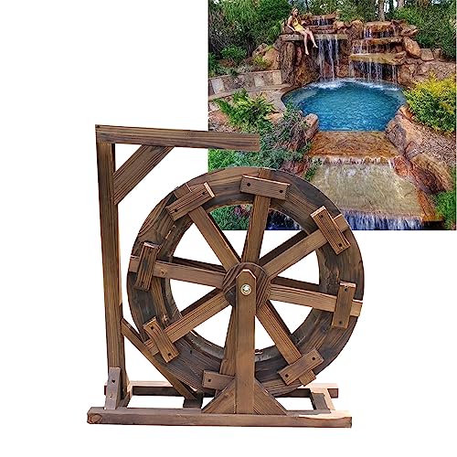 Water Wheel Fountain,Wheel Waterfall Wooden Outdoor Wheels Fountain,Vintage Rustic Ornamental Pond,Feng Shui Wheels Fountain Yard Decorative Outdoors, for Bird Bath, Fish Tank,Yard (Size : Diameter 9