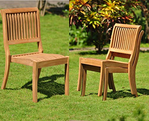 WholesaleTeak Qty 6 - Arbor Stacking Armless Grade-A Teak Wood Luxurious Dining Chair #WHDCALAB6