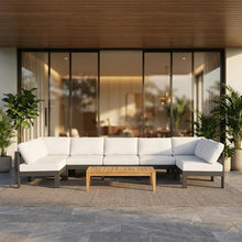 Outdoor Escape White Fabric Outdoor Patio Modular Sectional, Weather-Resistant Upholstery, Comfortable Back Height, Durable Frame