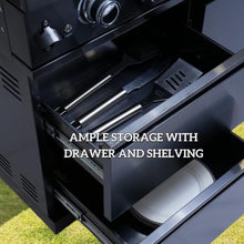 Deluxe Stainless Steel Propane Gas Grill, Outdoor BBQ Grill with Side Burner & Rotisserie Kit, Multi-Burner Cooking Kitchen Islands with Granite Countertops for Backyard Patio Entertaining