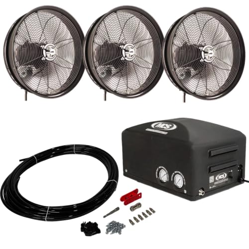 MCS Products .5 GPM Fully Enclosed Misting Pump with 3 Misting Fan Kits