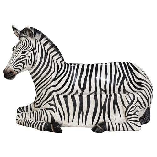 Design Toscano African Striped Zebra Photo-Op Sculptural Bench 68 Inch Black/White