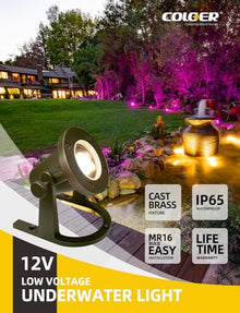 COLOER Brass Underwater Lights 10 Pack with 5W LED MR16 Bulb Bronze