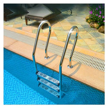 Stainless Steel Swim Ladders, 2/3-Step In-Ground Non-Slide Step for Indoor/Outdoor Pool, 250/440lbs Load Capacity,Easy Assembly (Silver 1.5mm)