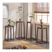 LUYOUBOZHU Vase Stand Simple Trapezoidal Black Walnut Planter Rack, Wood Mortise Craft Flower Table Ornament Shelf