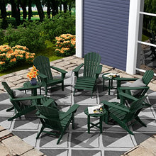 WO Home Furniture Set of 12-6pcs Traditional HDPE Adirondack Chairs with 3pcs Ottoman and 3pcs Side Table, All Weather Resistant for Patio, Outdoor, Balcony, Backyard, Deck, Pool, Dark Green