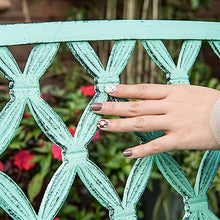 Outdoor Park Patio Seat Patio Bench with Mesh Backrest and Armrest, Durable Vintage Metal Garden Bench, Decorative Seating for 2 People - Porch Furniture Seating for
