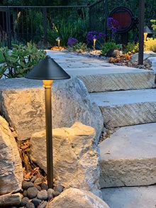 VOLT Cast Brass Conehead 12V LED Outdoor Path Light 6-Pack Kit with 150W Transformer Bronze