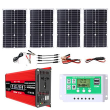 Complete Solar Inverter Kit with 100W Solar Panel and 4000W DC 12V to 220V/110V AC Inverter and 50A Controller for Home and Outdoor Power System(Red,12v-110v)
