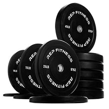 REP Bumper Plates for Strength and Conditioning Workouts and Weightlifting - 370 LB Set Black