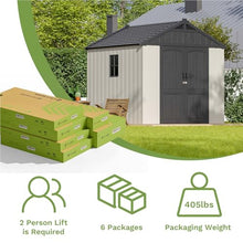 Patiowell 8x8 FT Resin Outdoor Storage Shed with Floor, Beige