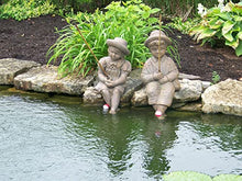 The Best Industries Fishing Boy & Girl Cast Stone Statues Classic Iron